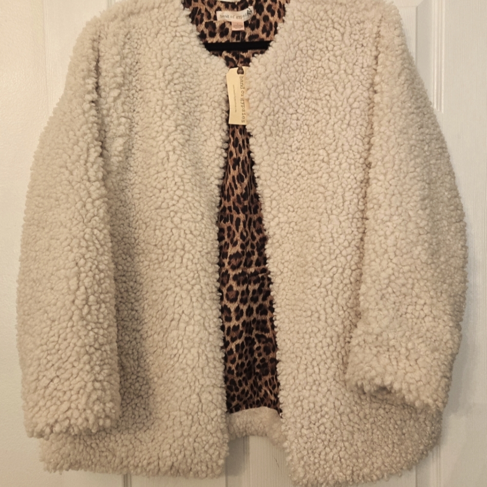 Band of Gypsies Teddy Bear Coat Jacket Cream Off White NWT